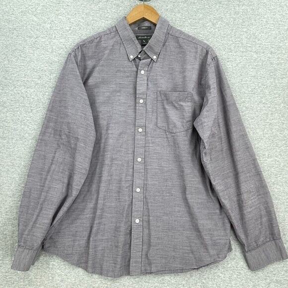 Eddie Bauer Shirt Mens Large Purple Classic Fit Button Up Long Sleeve Collared - Picture 1 of 10